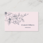 Carte De Visite Magnolia Rose Moderne Fleurie en Rose | Code QR (Devant)