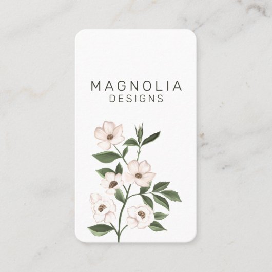 Carte De Visite Magnolia White Flower Branch Illustration Blanc (Devant)