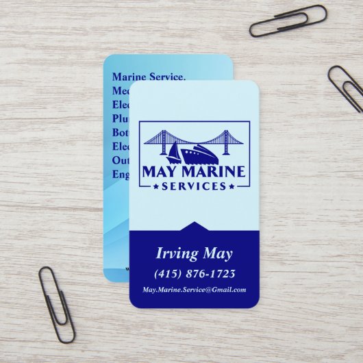 Carte De Visite Mai Marine Services Logo personnalisable URL de co (Devant/Arrière en situation)