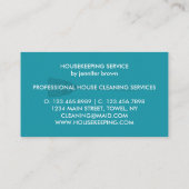 Carte De Visite Maid Cleaner ménager Simple bleu vert mignon (Dos)