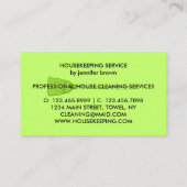 Carte De Visite Maid Cleaner ménager Simple néon vert (Dos)