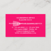 Carte De Visite Maid Cleaner Mouse Entretien mignon rose néon rose (Dos)