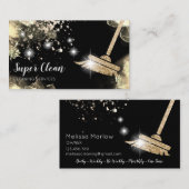 Carte De Visite Maid Cleanhouse Sparkling Dripping Gold Busine (Devant / Derrière)