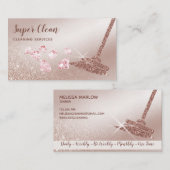 Carte De Visite Maid Cleanhouse Sparkling Rose Gold (Devant / Derrière)