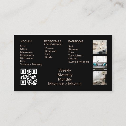 Carte De Visite Maid Cleaning House QR Code Sparkling (Dos)