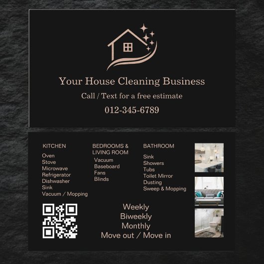 Carte De Visite Maid Cleaning House QR Code Sparkling