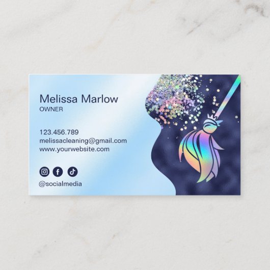 Carte De Visite Maid Cleaning House Sparkling Holograph Business C (Dos)