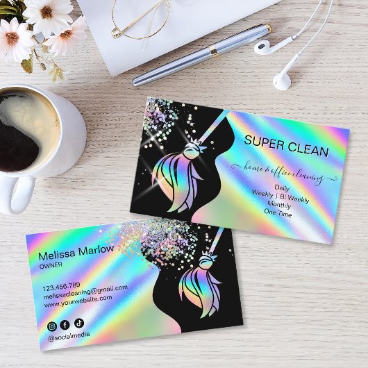 Carte De Visite Maid Cleaning House Sparkling Holograph Business C