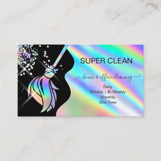Carte De Visite Maid Cleaning House Sparkling Holograph Business C (Devant)
