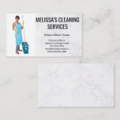 Carte De Visite Maid Holding Mop (Devant / Derrière)