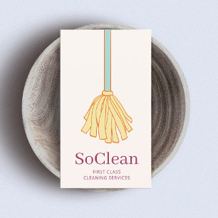 Carte De Visite Maid House Keeping Maid Services Maid Mop jaune