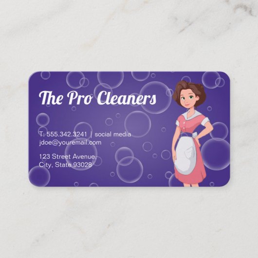 Carte De Visite Maid Service | Cleaning Lady | Soap Bubbles (Devant)