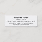 Carte de visite maigre noir et blanc professionnel (Dos)