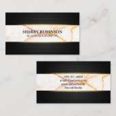 Carte De Visite Maillage Lux noir | Texture Marbre blanc (Devant / Derrière)