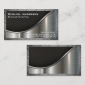 Carte De Visite Maillage noir et métal | Bordure d'acier (Devant / Derrière)