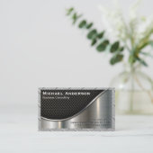 Carte De Visite Maillage noir et métal | Bordure d'acier (Debout devant)