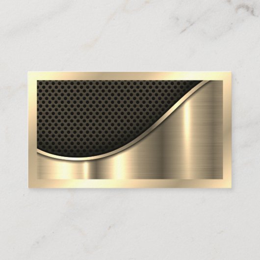 Carte De Visite Maillage noir et or métallique | Code QR (Dos)