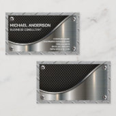 Carte De Visite Maillage noir | Vis métalliques | Acier (Devant / Derrière)