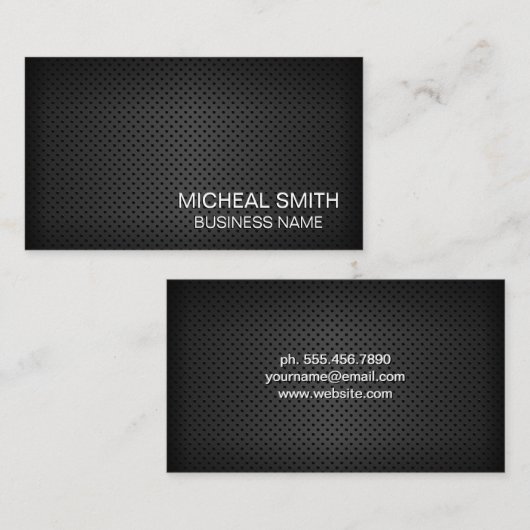 Carte De Visite Maillage perforé noir simple (Devant / Derrière)