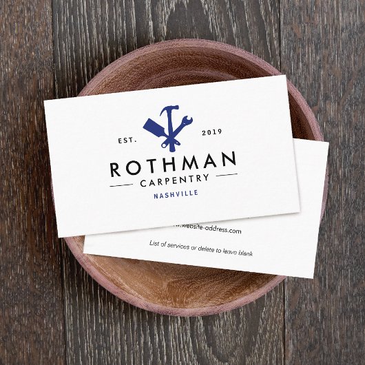 Carte De Visite Main bleue / Outils de menuisier Accueil Améliorat