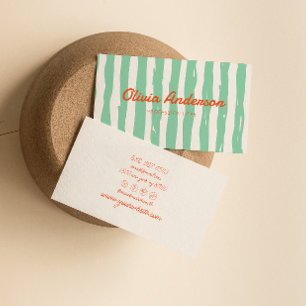 Carte De Visite Main colorée rétro tractée avec trait