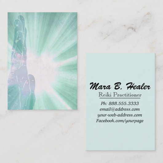 Carte De Visite Main curative Lightworker de rayons de turquoise (Devant / Derrière)