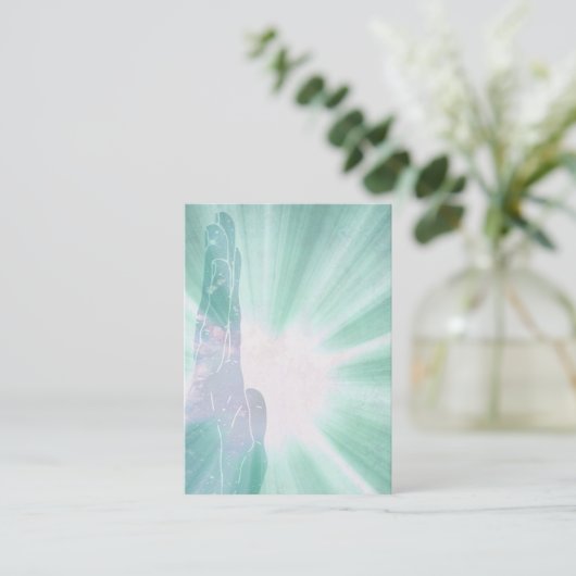 Carte De Visite Main curative Lightworker de rayons de turquoise (Debout devant)