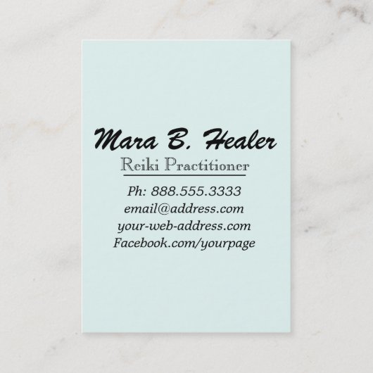 Carte De Visite Main curative Lightworker de rayons de turquoise (Dos)