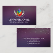 Carte De Visite Main de guérison - Chakras - Lotus Petal Business  (Devant / Derrière)