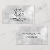 Carte De Visite Main de guérison - Triple Lune - Noir (Devant / Derrière)