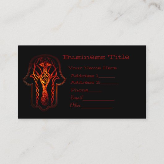 Carte De Visite Main de hamsa celtique (orange/rouge) (Devant)