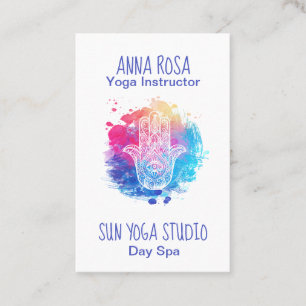 Carte De Visite Main de Hamsa d'aquarelle de spa de yoga de *~*