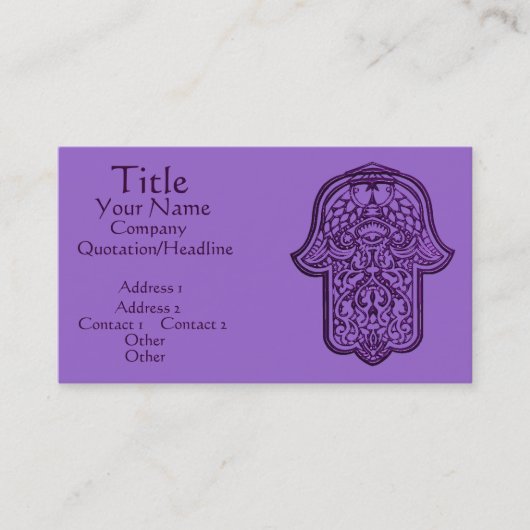 Carte De Visite Main de henné de Hamsa (violet) (Devant)