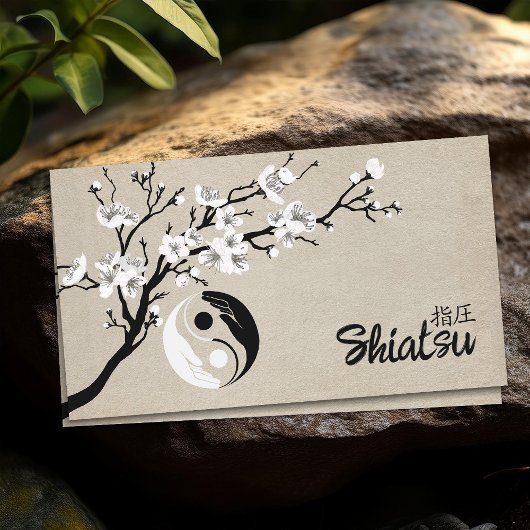 Carte De Visite Main de Yin Yang Branche d'arbre Sakura