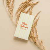 Carte De Visite Main dessinée Écrite Jaune Orange Bold Boho unique