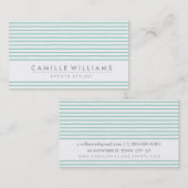 Carte De Visite Main DESSINÉE moderne rustique rayures motif menth (Devant / Derrière)