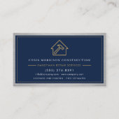 Carte de visite main-d'œuvre Navy Blue Or Code QR (Devant)