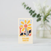 Carte De Visite Main Jaune Rétro Tirée Super Florale tendance (Debout devant)