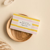 Carte De Visite Main Rétro Tiré rose Jaune Stripes tendance Boho