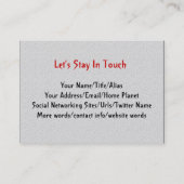 Carte De Visite Main squelettique de l'amour (Dos)