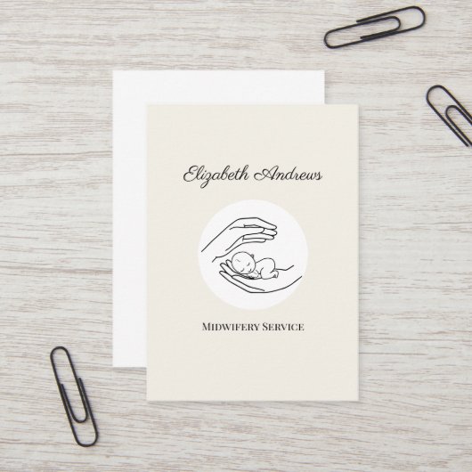 Carte De Visite Main tenant un bébé - Illustration d'art en ligne (Devant/Arrière en situation)