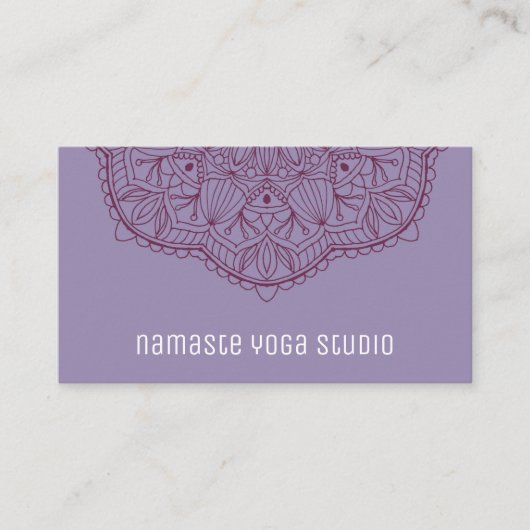 Carte De Visite Main violette Tirée Mandala Simple Élégant (Devant)