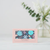 Carte De Visite Main Whimsical Tirée Floral Rose Turquoise Doula (Debout devant)