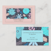 Carte De Visite Main Whimsical Tirée Floral Rose Turquoise Doula (Devant / Derrière)