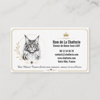 Carte De Visite Maine Coon Chatterie LOOF Personnalisée Moderne