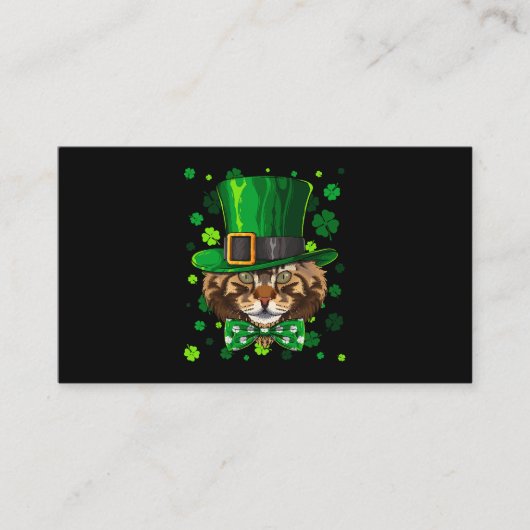 Carte De Visite Maine Coon Jour de la Saint Patrick Chat Leprechau (Devant)