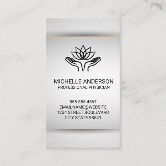Carte De Visite Mains de guérison | Lotus (Devant)