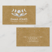 Carte De Visite Mains de guérison - Lunes - Mère de Perle et d'Arg (Devant / Derrière)