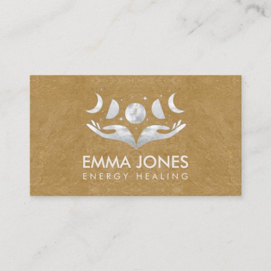 Carte De Visite Mains de guérison - Lunes - Mère de Perle et d'Arg (Devant)