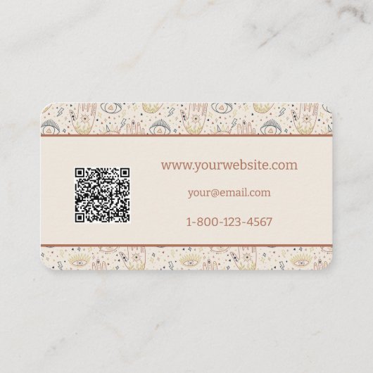 Carte De Visite Mains magiques avec yeux en code QR pastel (Dos)